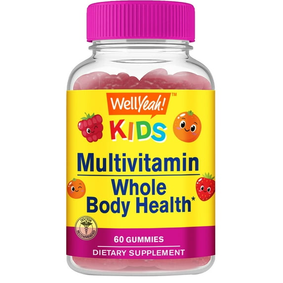 Kids Multivitamin Gummies | Vitamin C, D3, E, A, B6, B12, Biotin, Zinc, Folic Acid, Iodine, and Niacin Immune and Energy Support Orange and Berry Flavor 60 Count