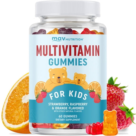 MAV Nutrition Kids’ Multivitamin Gummies with Vitamins A, B, C, D & Zinc, Mixed Fruit Flavor, 60-Count