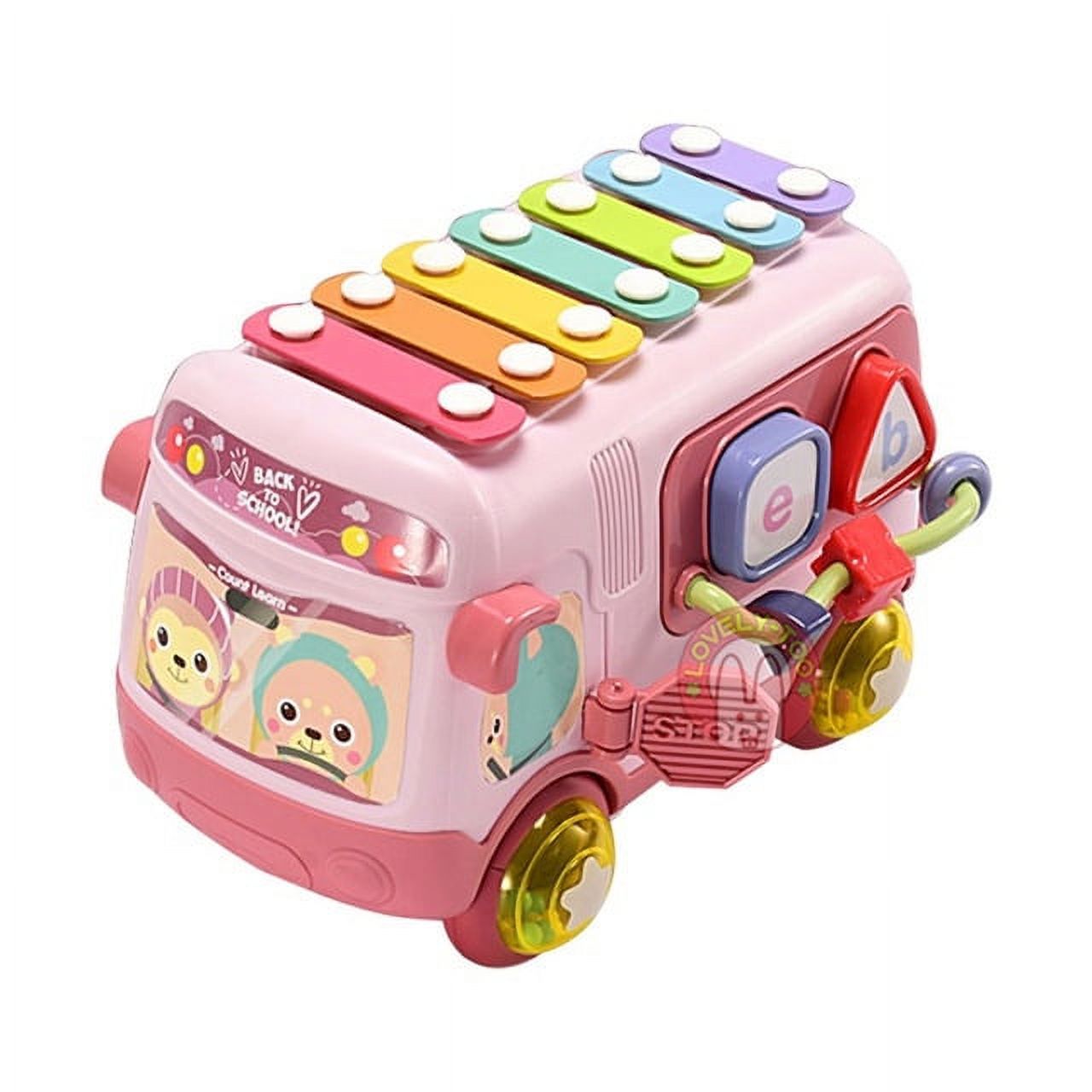 Kids Music Xylophone Bus Toys Keyboard Instrument Early Knock Piano Bus