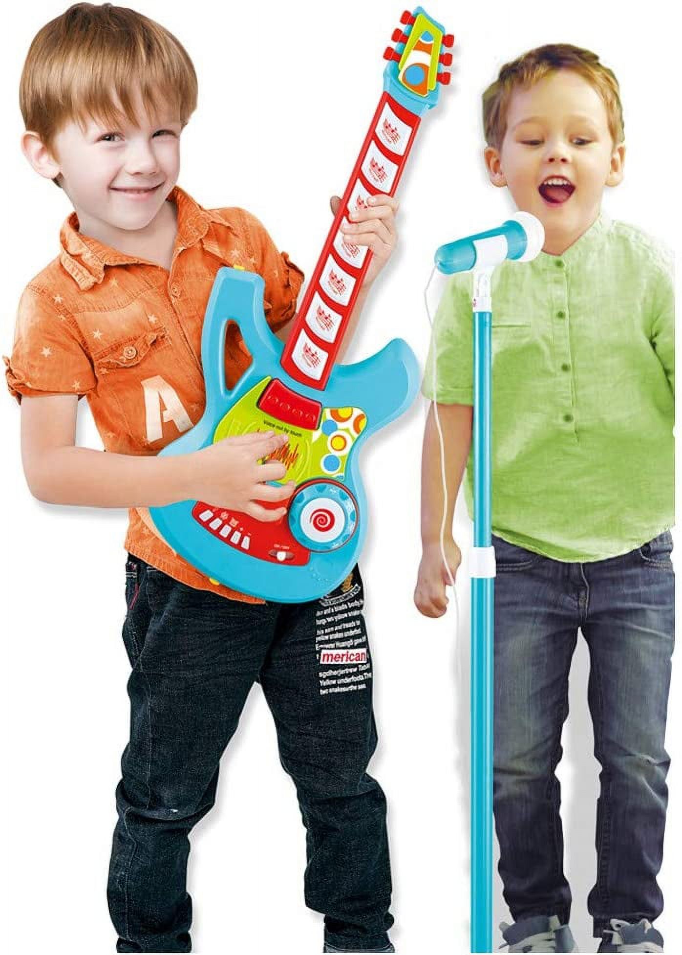 Kids Musical Electronic Toy Guitar Microphone Speaker and Stand for