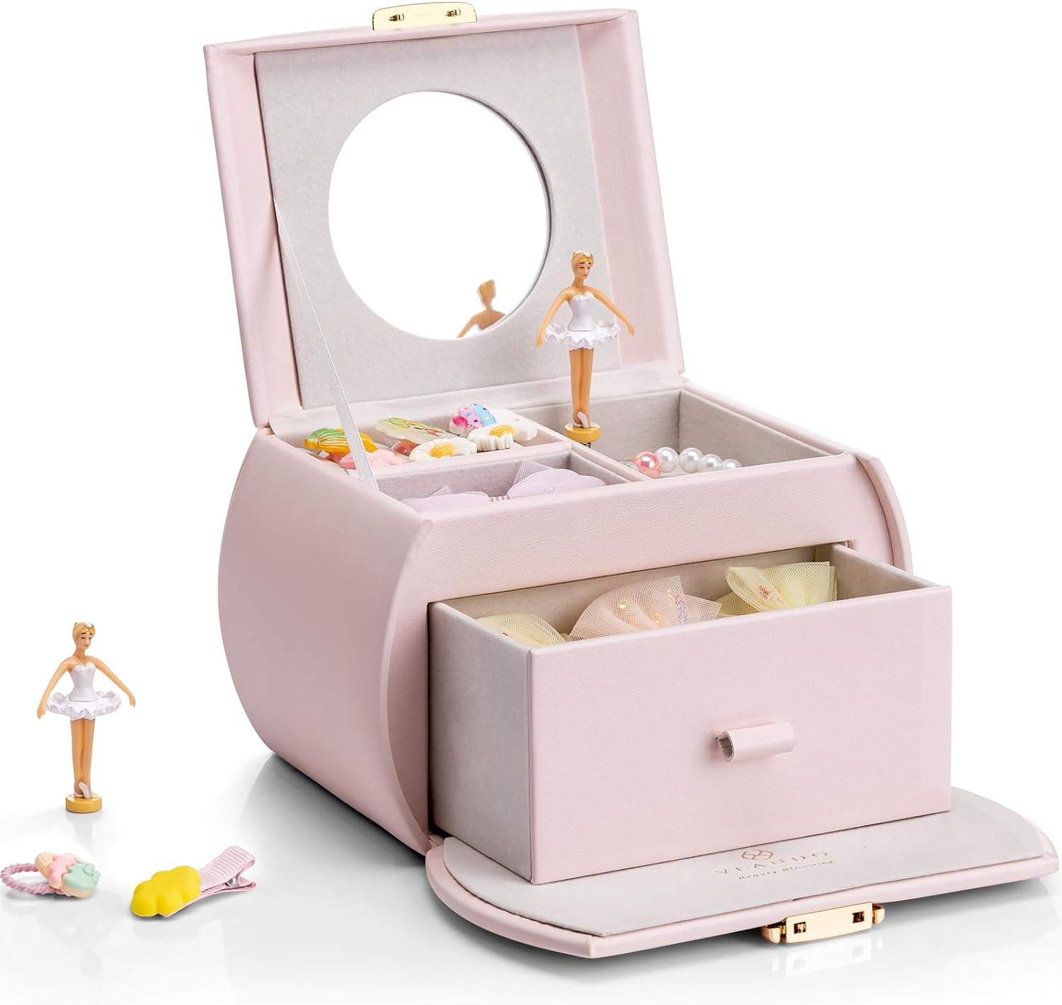 Kids Musical Jewelry Box for Girls with Drawer, Music Box with