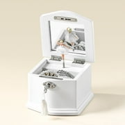 ARLO BELLE Kids Musical Jewelry Box with Lock and Mirror, Wooden Jewelry Organizer with Spinning Ballerina and You Are My Sunshine Music, Home Decor & Gifts for Girls