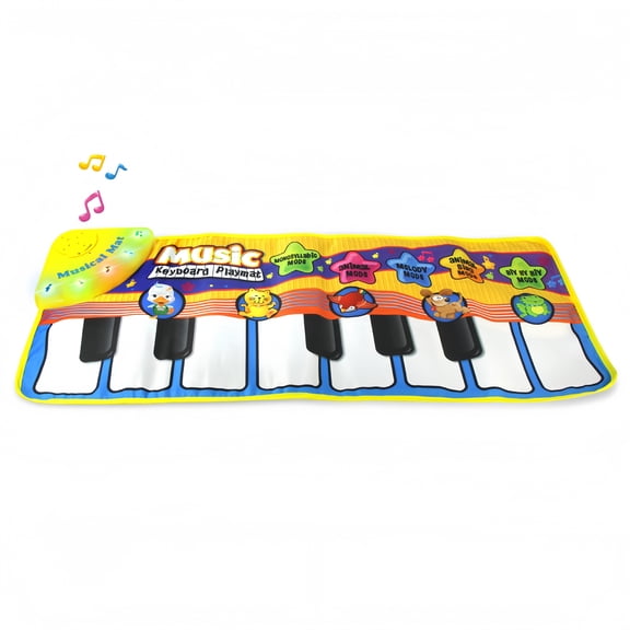 Kids Musical Piano Play Mat, 27.55"11.41" Electronic Keyboard Dance Mat with Animal Sounds & Multiple Play Modes, Foldable Educational Early Learning Music Toy Gift for Toddlers Boys Girls Ages 1-6
