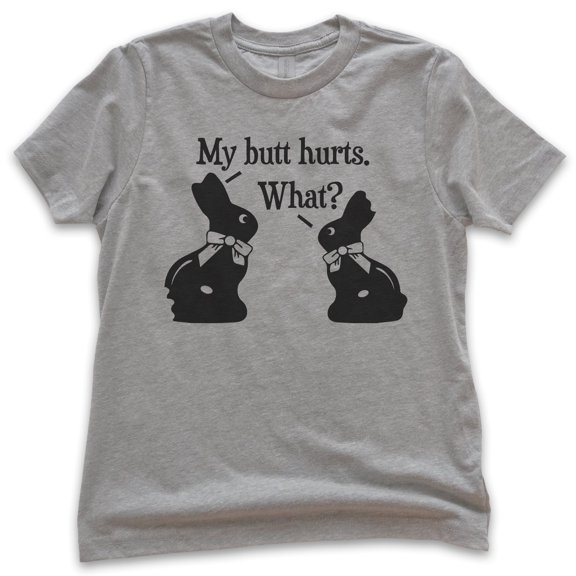 Kids My Butt Hurts Chocolate Bunny Shirt, Youth Kids Boy Girl T-Shirt, Easter Shirt, Chocolate Rabbit Cute Shirt, Dark Heather Gray, X-Large
