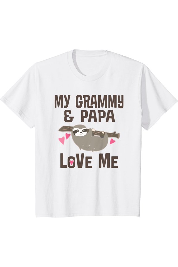 Kids My Grammy and Papa Love Me Granddaughter Sloth T-Shirt, Unisex T-Shirt