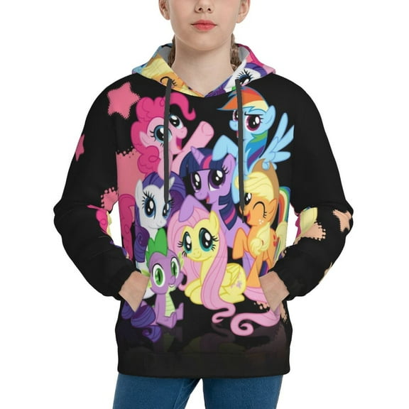 Kids My Lit-tle Pony Pullover Hoodie Realistic 3d Print Graphic Hooded Sweatshirts With Drawstring