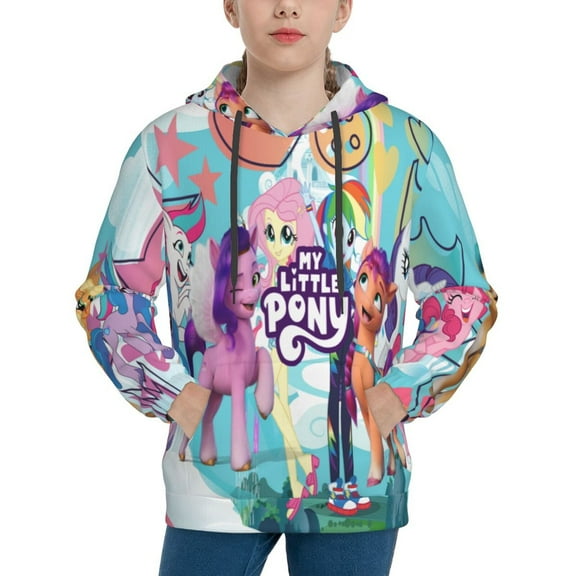 Kids My Lit-tle Pony Pullover Hoodie Realistic 3d Print Graphic Hooded Sweatshirts With Drawstring