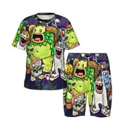 YDEGUXN Kids My Singing Monster Pajama Set Shirts Pants Shorts Set Kids Boys Girls Cartoon Home Daily Playwear