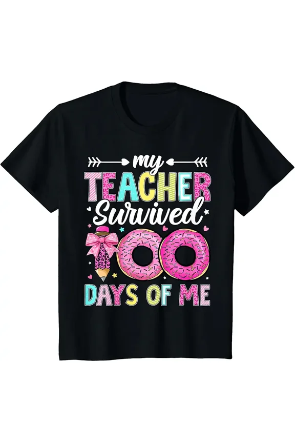 Kids My Teacher Survived 100 Days of Me 100th Day of School Girls T-Shirt