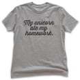 thumbnail image 1 of Kids My Unicorn Ate My Homework T-shirt, Youth Kids Boy Girl T-Shirt, Funny Unicorn T-shirt, Dark Heather Gray, Large, 1 of 4