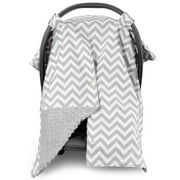 Kids N' Such Peekaboo Baby Car Seat Canopy Infant Carrier Cover for Travel, Chevron & Gray