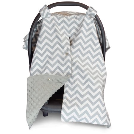 Kids N' Such Peekaboo Baby Car Seat Canopy Infant Carrier Cover for Travel, Chevron & Gray