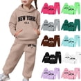 thumbnail image 1 of Kids NY Hoodie Jogger Set - Bold New York Lettering Two Piece, Comfy for School, Weekends & Family Vacations Hot Pink 110, 1 of 7