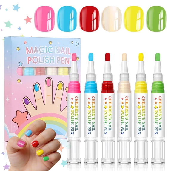 Kids Nail Polish Pen Set, 6 Pack Peelable Washable Nail Polish Pens ...