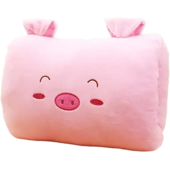 Kids Nap Pillow with Hand Warmer Pocket Soft Cartoon Arm Pillow for Travel, Inspired by Weak Hero Class 1 Suho, NonElectric (Pink)