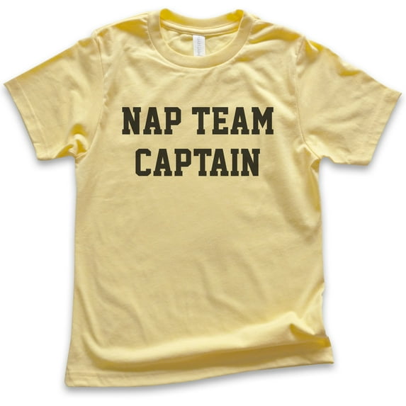 Kids Nap Team Captain T-shirt, Youth Kids Boy Girl T-Shirt, Lazy T-shirt, Napping Shirt, Nap Shirt, Yellow, Medium