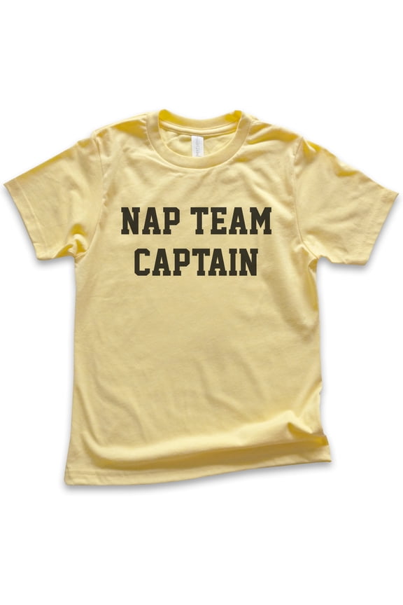 Kids Nap Team Captain T-shirt, Youth Kids Boy Girl T-Shirt, Lazy T-shirt, Napping Shirt, Nap Shirt, Yellow, Small