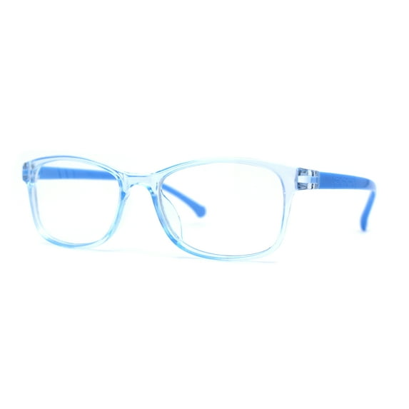 Kids Narrow Rectangle Horned Rim 100% Blue Light Flitering Computer Glasses Blue
