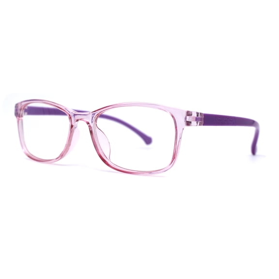 Kids Narrow Rectangle Horned Rim 100% Blue Light Flitering Computer Glasses Purple