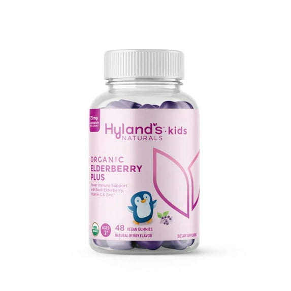 Kids Naturals, Organic Elderberry Plus, Natural Berry, Ages 2+, 48 Vegan Gummies, Hyland's
