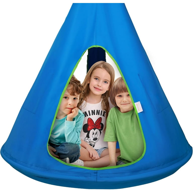 Kids Nest Swing Chair Hanging Hammock Chair with Adjustable Rope 2 Windows 1 Entrance 2 Pockets Tree Tent Sensor Swing for Kids Indoor Outdoor Use 39 D x