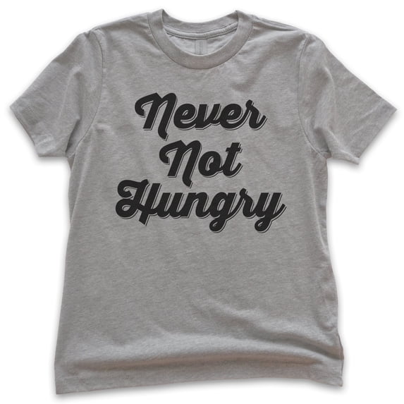 Kids Never Not Hungry T-shirt, Youth Kids Boy Girl T-Shirt, Food Shirt, Foodie Shirt, Dark Heather Gray, X-Small