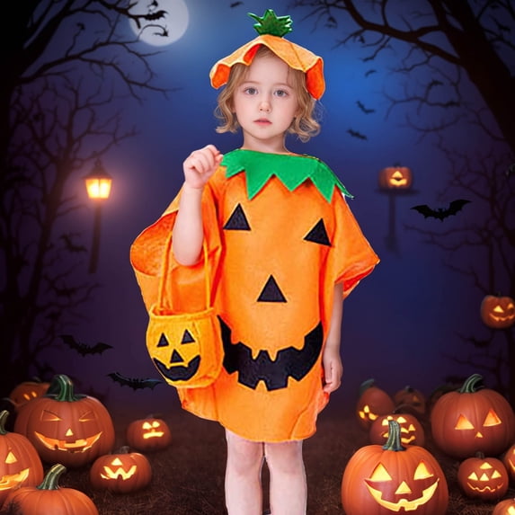 Kids Toddler Halloween Pumpkin Zip up Hoodies Romper Jumpsuit Cotton With Hat Outfit First Halloween Baby Boy Outfit 3-10 Years