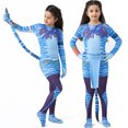 thumbnail image 1 of Kids Neytiri Cosplay Jumpsuit Halloween Aliens Bodysuit Outfit for 3-9T, 1 of 6