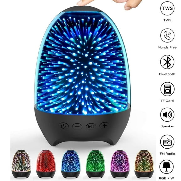 Qianwei Kids Night Light Bluetooth Speaker, Baby Projector Light , 3D Glass Starry Sky Bedside Atmosphere Light 7 Color Modes, Suitable for Bedroom and Living Room Night Light Gift, Black
