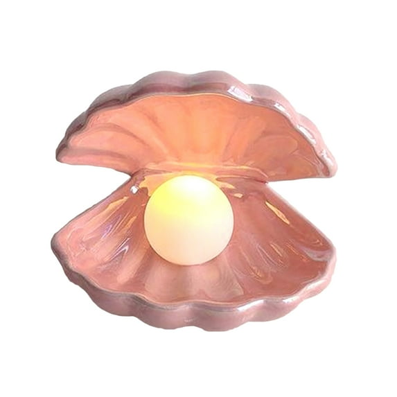 Kids Night Light Decorative Lights Portable Shell Pearl Shape Ceramic Material