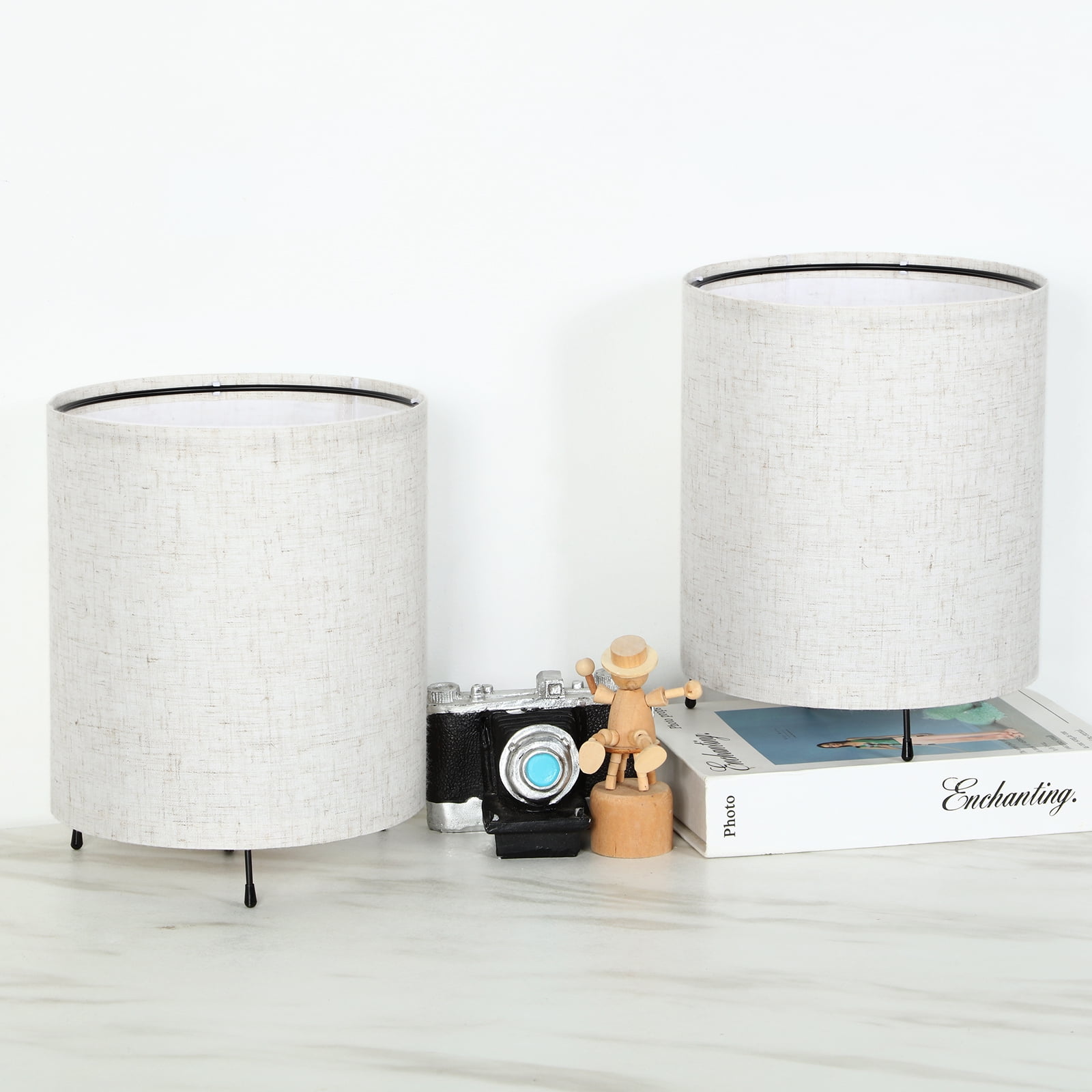 Kids Night Light Dimmable Nightstand Lamp Linen Plug-In (Set of 2)