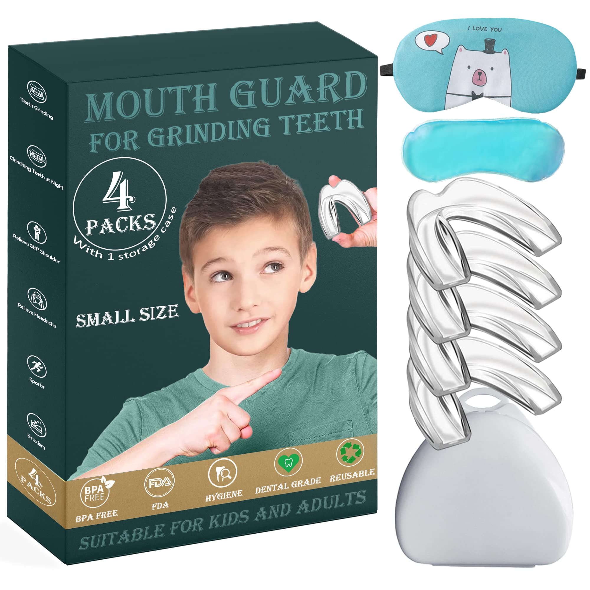 Kids Night ZS23 Guard for Teeth Grinding, Small Size, 4 Pack Moldable Night Guard for Clenching