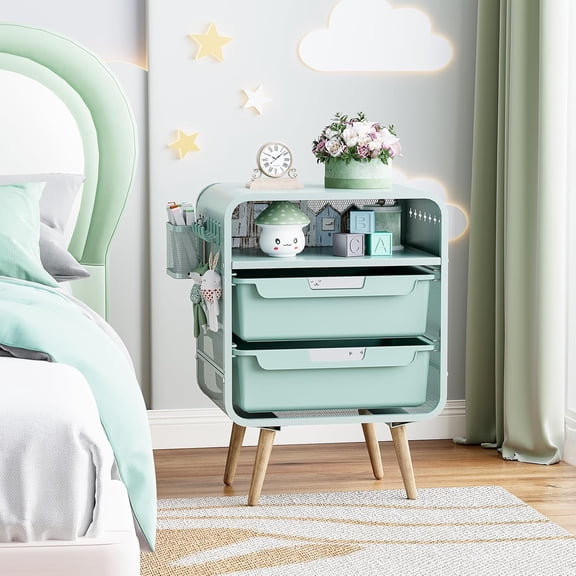 Kids Nightstand,Cute End Table with Storage Drawer,Nightstand for Girls Bedroom Furniture
