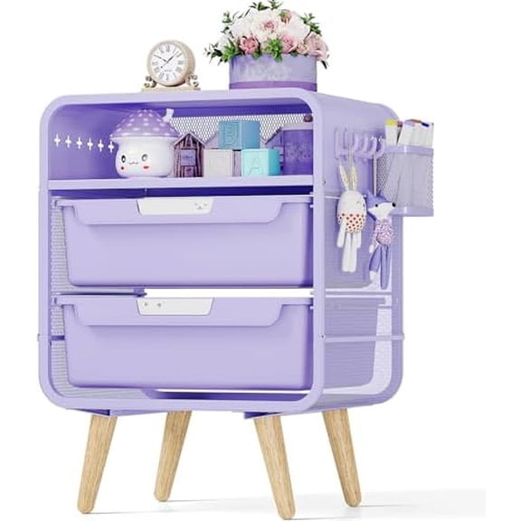 Kids Nightstand,Girls Bedside Table,Night Side Table,Kids Night Stand,End Tables Bedroom,Purple Cute Nightstand with Storage Drawer for Girls