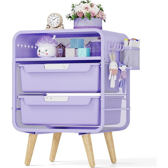 Kids Nightstand, Girls Bedside Table, Night Side Table, Purple | Kids Night Stand, End Tables Bedroom, Purple Cute Nightstand with Storage Drawer for Girls, Girls Bedroom Furniture