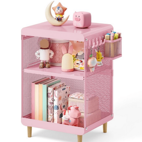 Kids Nightstand,Kids Bedside Table,Teen Girls Night Stand,Toddler Night Stand,End Table for Girls Room Storage,Pink nightstand