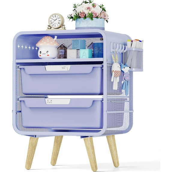 Kids Nightstand,Side Table,Blue Nightstand,Small Table for Girls Bedroom,Cute End Table with Storage Drawer