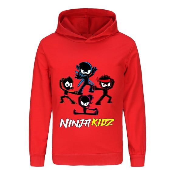 Kids Ninja Hoodie – Boys Girls Pullover with Cartoon Fighters Design, Long Sleeve Martial Arts Shirt