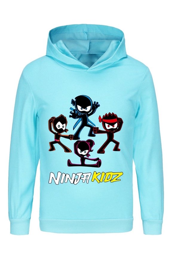 Kids Ninja Hoodie – Boys Girls Pullover with Cartoon Fighters Design, Long Sleeve Martial Arts Shirt