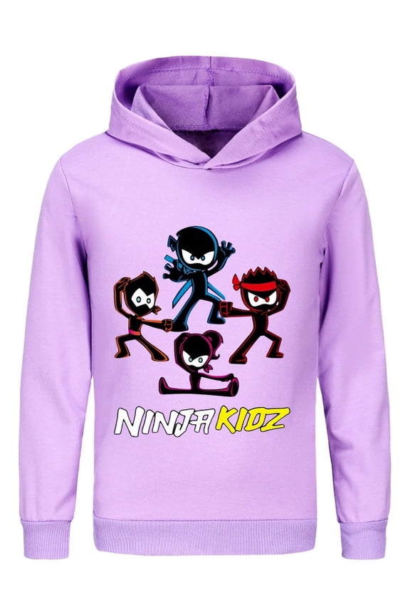 Kids Ninja Hoodie – Boys Girls Pullover with Cartoon Fighters Design, Long Sleeve Martial Arts Shirt