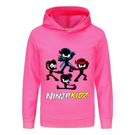 Kids Ninja Hoodie – Boys Girls Pullover with Cartoon Fighters Design, Long Sleeve Martial Arts Shirt