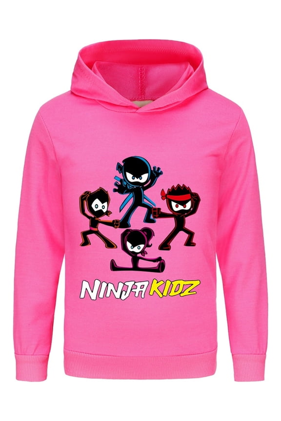 Kids Ninja Hoodie – Boys Girls Pullover with Cartoon Fighters Design, Long Sleeve Martial Arts Shirt