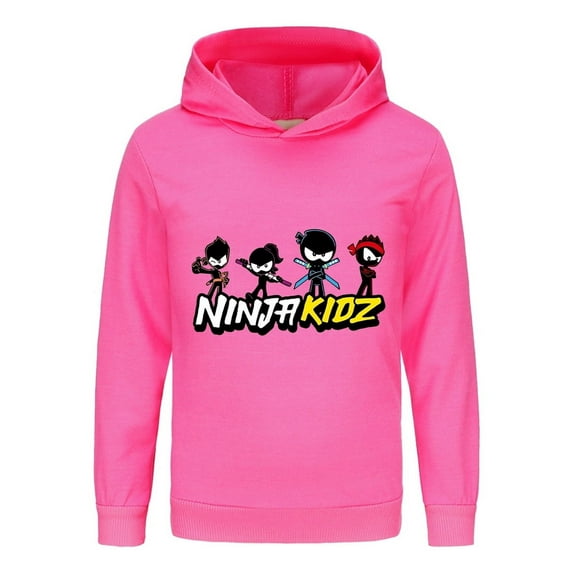 Kids Ninja Kidz Hoodie – Youth Pullover Sweatshirt with Cartoon Fighters, Boys Girls Top