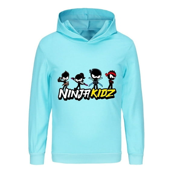 Kids Ninja Kidz Hoodie – Youth Pullover Sweatshirt with Cartoon Fighters, Boys Girls Top