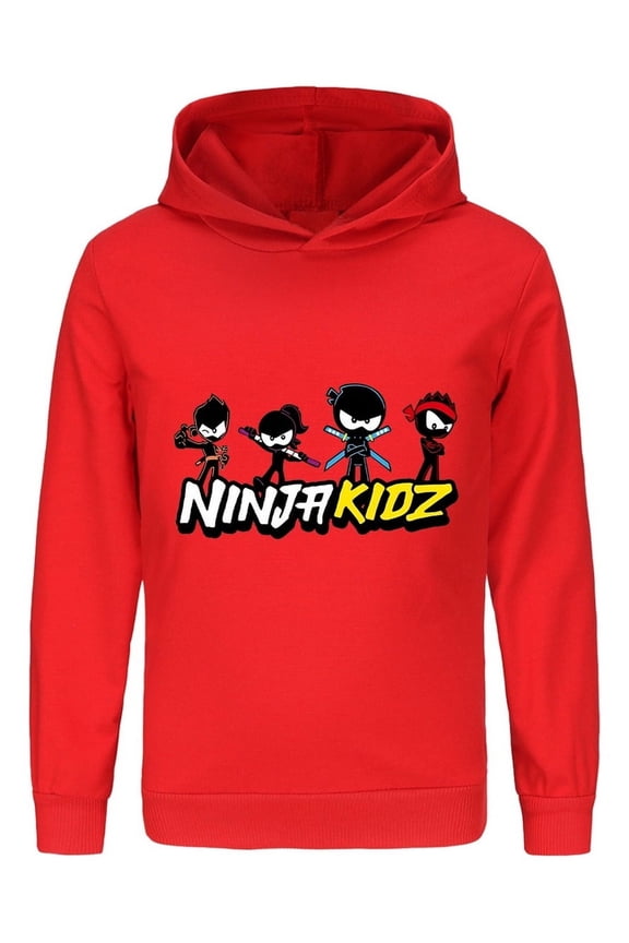 Kids Ninja Kidz Hoodie – Youth Pullover Sweatshirt with Cartoon Fighters, Boys Girls Top