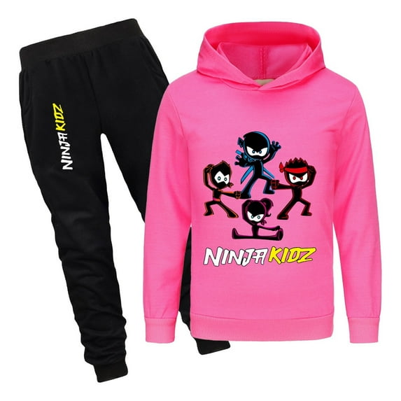Kids Ninja Kidz Hoodie and Sweatpants Set – Boys Girls 2-Piece Outfit – Pullover and Joggers for Casual, Lounge, and Active Wear
