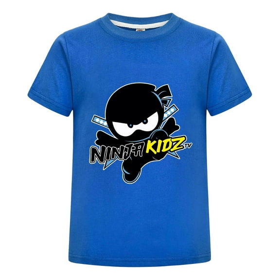 Kids Ninja Kidz T-Shirt – Summer Short Sleeve Crewneck Tee for Boys and Girls – Fun Cartoon Ninja Design Birthday Gift Idea