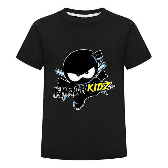 Kids Ninja Kidz T-Shirt – Summer Short Sleeve Crewneck Tee for Boys and Girls – Fun Cartoon Ninja Design Birthday Gift Idea