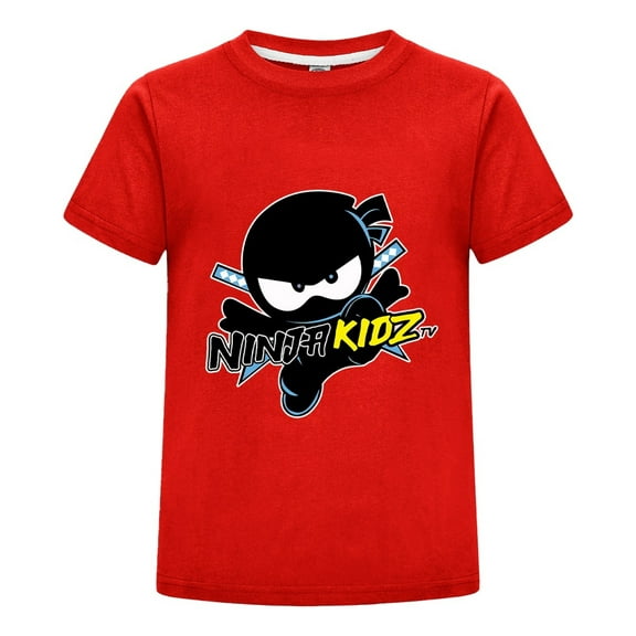 Kids Ninja Kidz T-Shirt – Summer Short Sleeve Crewneck Tee for Boys and Girls – Fun Cartoon Ninja Design Birthday Gift Idea