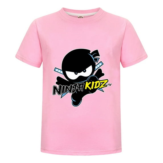 Kids Ninja Kidz T-Shirt – Summer Short Sleeve Crewneck Tee for Boys and Girls – Fun Cartoon Ninja Design Birthday Gift Idea